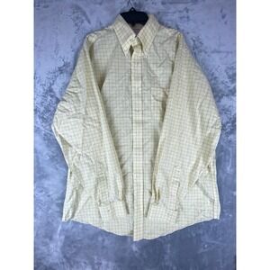 Vintage 90s Brooks Brothers Mens 16-35 Yellow Checkered Cotton Button Down Shirt